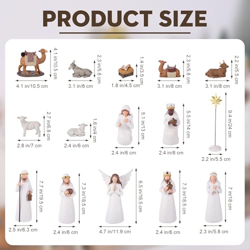 image for Fovths 16 Pieces Classic Nativity Set Christmas Nativity Stable Starte