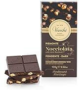 Venchi Planche de chocolat noir 56 % avec noisettes Piémont IGP entières, 100 g – sans gluten