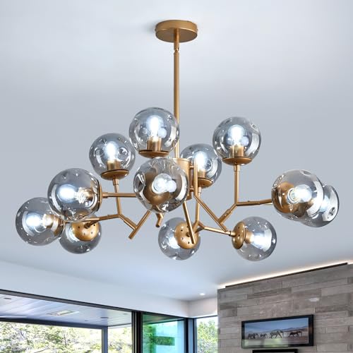 UOFUS 12-Light Modern Gold Sputnik Chandelier with Glass Globe by UOFUS - Used condition - Image 8