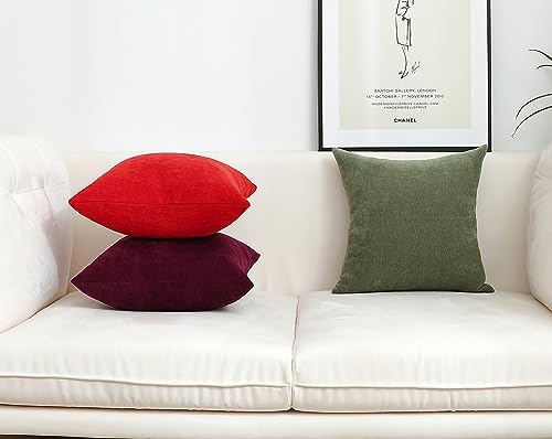 Jeneoo Burgundy Decorative Throw Pillow Covers Soft Chenille Comfy Solid Couch Cushion Case Decor thumb #5