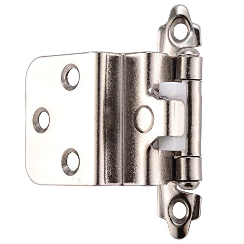 Kingo Home 50 Pack(25Pairs) 3/8 Inch Inset Satin Nickel Cabinet Hinges, Face Mount Self Closing Kitchen Cabinet Door Hinges #TOP5