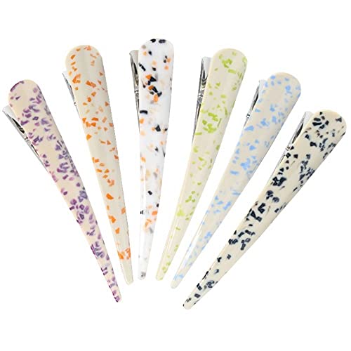 6 Pcs Large Alligator Hair Clips Non-Slip Duckbill Clips , 5.5 inch Metal Duckbill Clips Alligator Hair Clips for Women Thick and Thin Hair (light-colored particles)