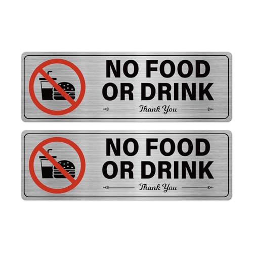 Panneaux No Food Or Drinks lot de 4 signalisations rigides de 22,9 x 7,6 cm
