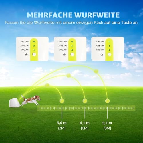 ALL FOR PAWS Automatischer Ballwerfer für Hunde – Interaktive Ballwurfmaschine mit 3Pcs 2' Tennisbällen, für kleine & mittlere Hunde, Hundespielzeug, Interaktives Hundespielzeug