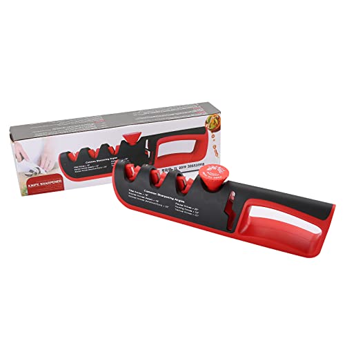 SIXAQUAE Professioneller Messerschärfer für die Küche, 4-in-1, zum Wiederherstellen und Polieren von Klingen. Premium-Küchenmesserschärfer für Keramik- und Stahl-Küchenmesser, Scheren Cover