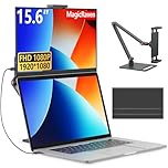 MagicRaven Portable Monitor with Stand, 15.6" 1080P Second Laptop Screen Extender, Lightweight USB C HDMI Computer Gaming Display with Speakers, Travel Monitor for Laptop PC Phone PS5 Xbox Switch