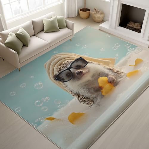 Genérico Alfombras Salon 200 x 300 cm, Lavable Antideslizante Esponjosas No se Desprenden, Divertido Mascotas Niños Habitación Sala de Estar Dormitorio, Marrón-Verde