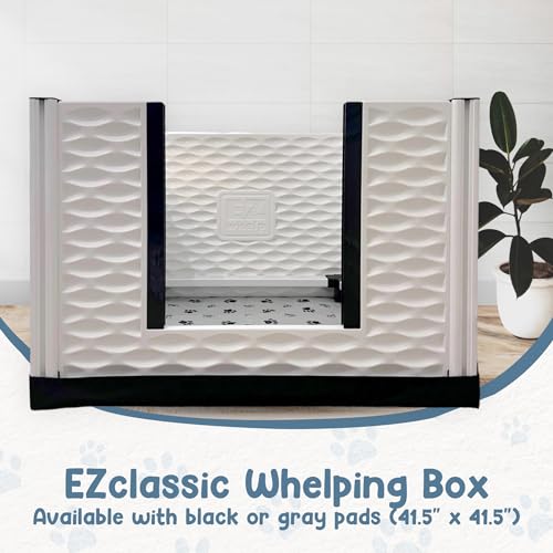 Image of EZwhelp EZclassic Dog Whelping Box with Rails, Padded, Small 28 inch x 28 inch