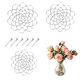 Blumenarrangement-Assistent – Verbessern Sie Ihre Blumenarrangement-Fähigkeiten mit silbernen Blumenarrangement-Hilfsmitteln (3 Stück + 6 Clips) für eine gleichmäßige Verteilung der Blumen und
