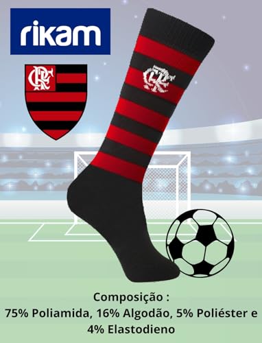 Meião Futebol Infantil/Juvenil Flamengo + Meia Casual Flamengo Licenciado Rikam (BR, Numérico, 34, 3