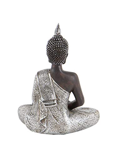 Deco 79 Polystone Buddha Sculpture With Engraved Carvings And Relief Detailing, 6" X 4" X 8", Black #TOP3
