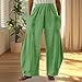 MARSVOVO Classic Womens Wide Leg Pants Basic Loose Fitting Elastic Comfy High Waisted Trousers Casual Fashion Beach Vacation Lightweight Flowy Pants with Side Pockets Z Classic Green,3XL