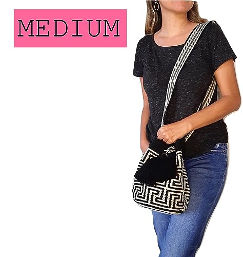 MEDIUM - NEUTRAL WAYUU bag mochila for women, original bolsa tejida colombiana authentic crochet pattern Gift from Colombia3