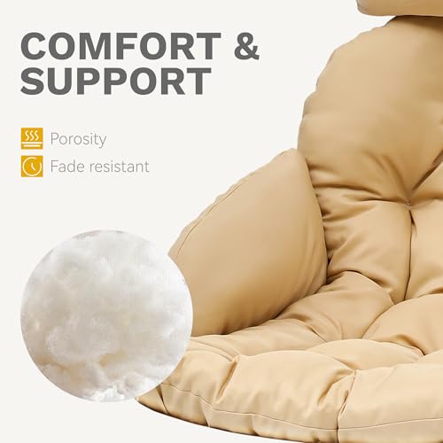 image for DWVO Egg Chair Without Stand, Basket Chair Hanging Outdoor Rattan Wick