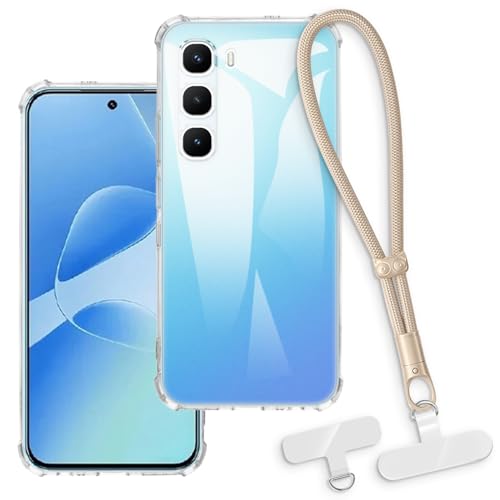 OAGELIM 2-in-1�ی�P�[�X�ƃ��X�g�X�g���b�v Infinix Hot 60 Pro 4G �Ƃ̌݊������� ���O���\�ȃ��j���[�h�t���d�b�J�o�[�A����~�ߕ����h�~�O���b�v�n���h�� (�N���A + �S�[���h)