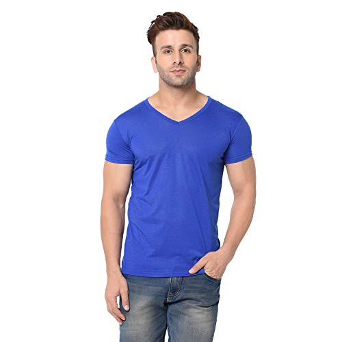 Image of Men's Cotton Blend Half Sleeve V Neck Tshirt