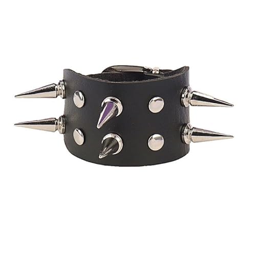 MOMOAO ブレスレット バイク バイカー トゲトゲ スタッズ V系 ヴィジュアル メンズ レディース ユニセックス メタル コスプレ 衣装 男性用 ロック ブラック クール スタイル レザー リング アクセサリー イベント ジュエリー 黒 プレゼント