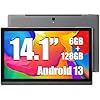 MESWAO Tablets Mes-B1, 14.1 Pulgadas Android 13 Tablet con Pantalla IPS HD 1920×1080, 512 G de expansión, 6GB/128GB y batería de 10000mAh – Ideal para productividad, Entretenimiento y educación