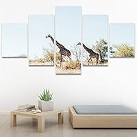 SIGNWIN 5 Panel Canvas Wall Art Animals Expressionism Group Modern Artwork for Home Decorations Ready to Hang - 60