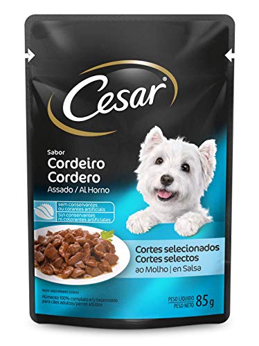 Ração Úmida Para Cachorros Cesar Sachê Cortes Selecionados Cordeiro Assado ao Molho Adultos 85g