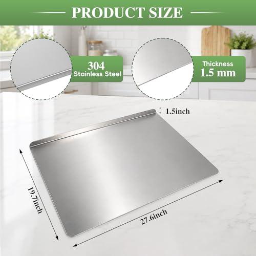 Tabla de Cortar Grande de Acero Inoxidable 304 con Borde en L, 70 x 50 cm, de Doble Cara, para Carnes, Frutas, Masa y Verduras miniatura 3