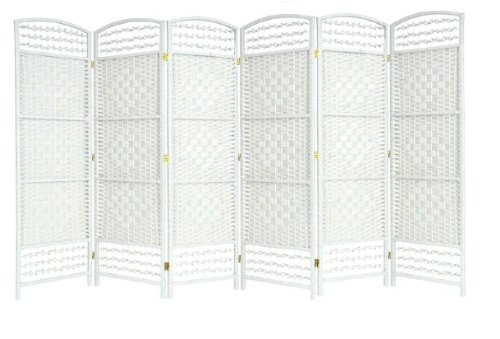 White 6 Panel Hand Made Wicker Room Divider/Partition/Privacy Screen White 6 Panel Hand Made Wicker Room Divider/Partition/Privacy Screen
