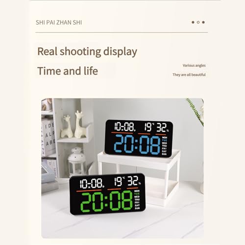 Horloge numérique grand écran LED anti-bruit avec double alarme programmable