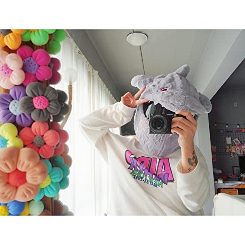 Motorcycle Helmet Cover Plush Gift Motorcycle Helmet Cover Christmas Motorbike Full Helmet Protective Cover Full Face Helmets Decoration Cap Gift,Grey Shark #TOP3