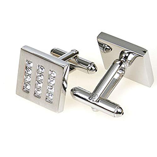 Mancuernillas KnBoB cuadradas con circonia plateadas para hombre miniatura 4