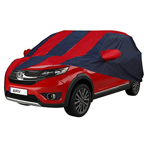 Allextreme HBZ5004 Car Body Cover Compatible with BR-V Custom Fit Dustproof UV Heat Resistant Indoor Outdoor Body Protection (Navy Blue & Red with Mirror)