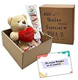 Peluchilandia Regalo Pareja Personalizable | Osito de Peluche con Corazón en Caja Sorpresa y Mensaje Te Quiero | Regalo Aniversario, Enamorados y San Valentín