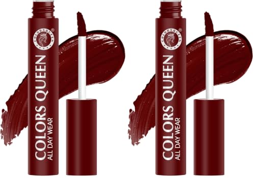 Image of Colors Queen All Day Wear Liquid Lipstick - Deep Maroon, 12g | Highly Pigmented, Long Lasting Matte Lipstick | Smooth One Swipe Application, Lightweight & Non Transfer Liquid Lipstick for Women