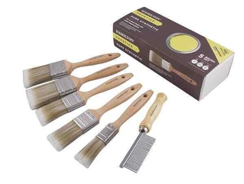 Hamilton Prestige 5pce SYNTHETIC BRISTLE Paint Brush Set + Comb (23199-305)