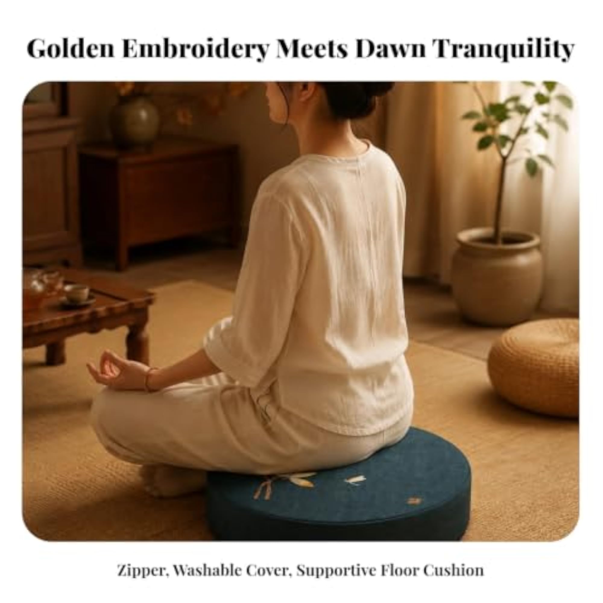 Washable Round Floor Cushion with Removable Cover