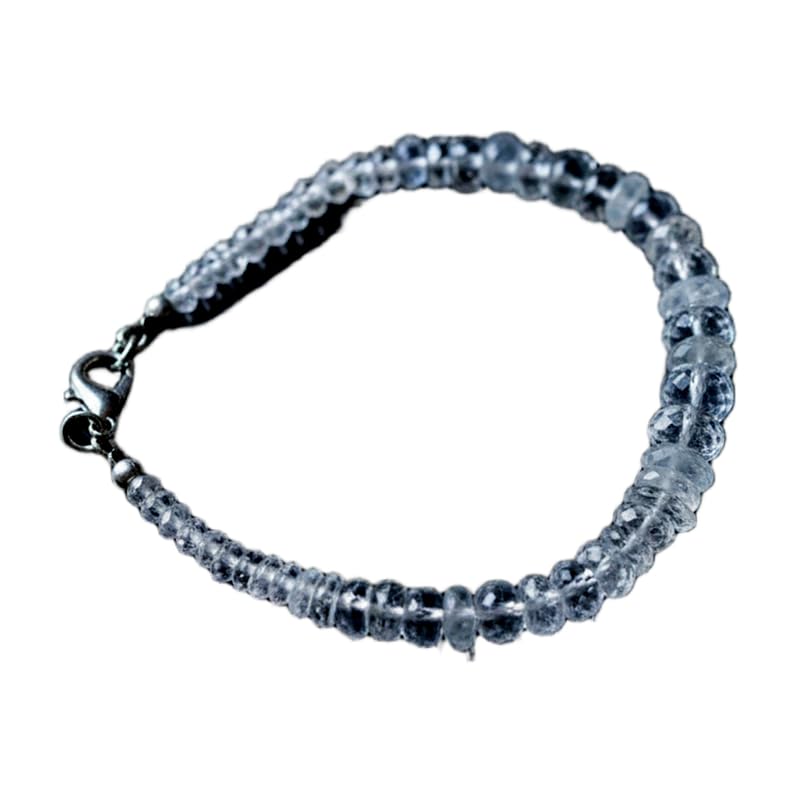 Bracelet en aigue-marine naturelle perles facettées 18cm bijou artisanal femme