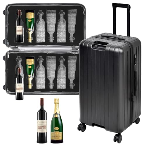 Wine Travel Suitcase for Airplanes 12 Bottle – TSA-Approved Airline Travel Luggage & Wine Travel Case with Durable Hard Shell, Shockproof Foam & Waterproof Design for Secure Travel and Shipping