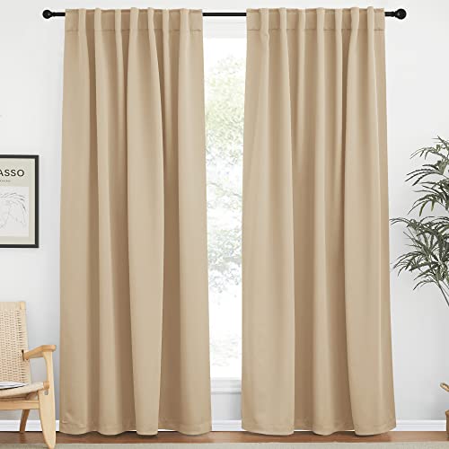 NICETOWN Window Treatment Elegant Curtains - (Biscotti Beige Color) 62 Width X 84, 1 Pair, Curtains and Drapes for Bedroom Biscotti Beige 62"W x 84"L (Pack of 2)