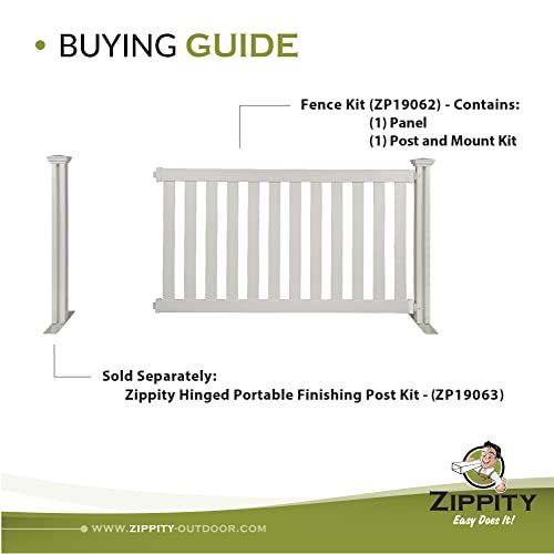 Zippity 5.5Ft W x 3ft H Davidson Hinged Portable Vinyl Fence Kit and 3.5 ft. H White No-Dig Vinyl Post Kit - Thumbnail 4
