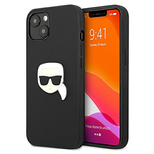 Karl Lagerfeld KLHCP13SPKMK Étui de Protection en Cuir pour iPhone 13 Mini 5,4" Noir Ikonik Karl's Head Metal