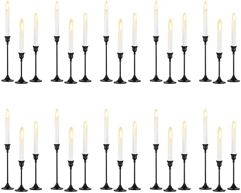 Set of 30 Black Candle Holders for Candlesticks, Inweder Taper Candle Holders, Metal Candlestick Holders for Table Centerpiece, Wedding, Home Decor, Dining, Party, Fits 3/4 inch Thick Candles