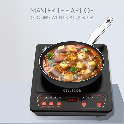 Image of CELLECOR ICT01CE 2000 Watts Induction Cooktop with Auto-Switch Off | 8 Preset Modes | Soft Push Button Control | Overheat Protection | Easy-to-Clean- Surface |1-Year Warranty