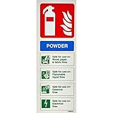 vsafety 11005 aj-r señal de extintor, polvo ID, plástico rígido, vertical, 100 mm x 280 mm, azul/verde/rojo