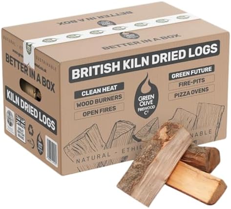 Green Olive Firewood - Kiln Dried British Logs (6kg / 27 Litre) f...