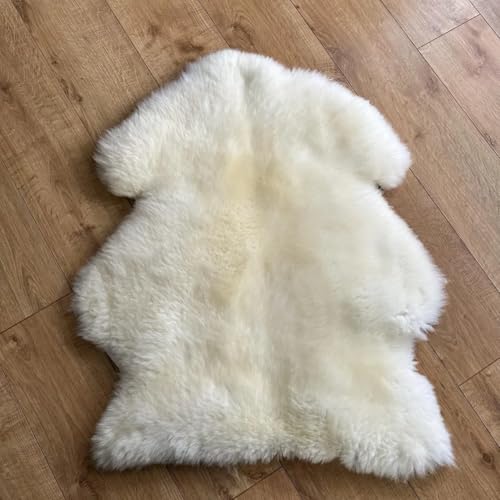 Genuine Australian Sheepskin Rug Ivory White Sheep Skin Rugs Single Pelt Natural 1.5ft X 2.5ft (45 cm x 76 cm) | Small White Natural Sheep Skin Throw