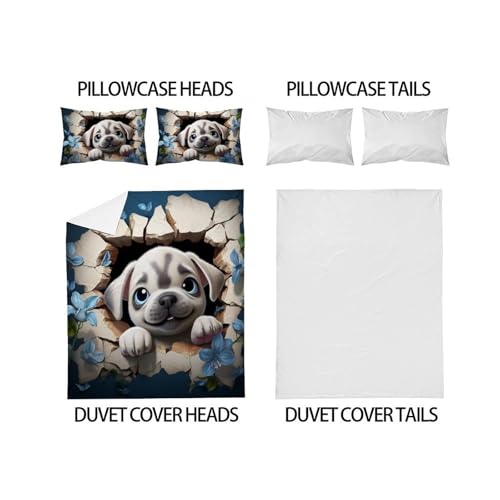 AutumnWinds Höhlenhunde Luxury 1800 Microfiber Bettwäsche-Set, 3D-Lochbruch, 3-teilig, XL Größe, Ultraweich & Atmungsaktiv Double(200x200cm)