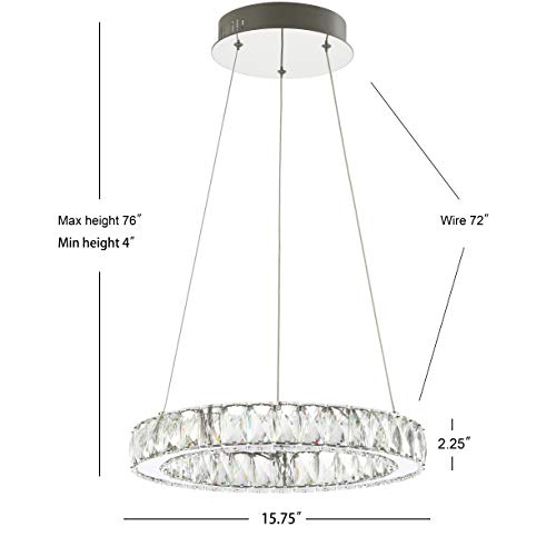 Jonathan Y Jyl7218A Reese 15.7" Adjustable Integrated Led Metal/Crystal Chandelier, Contemporary Glam 4000K 24W Built-In Light For Kitchen Hallway Bathroom Commercial Office Living Room, Chrome/Clear #TOP5