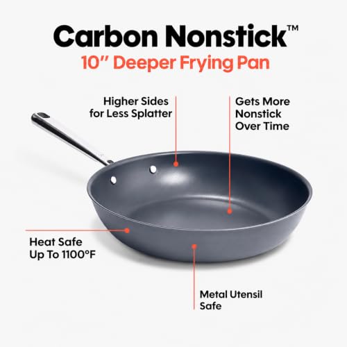 Image of Misen Deeper Carbon Nonstick Skillet - Nitrided Carbon Steel - 10 Inch