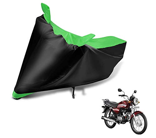 Image of Auto Hub Bike Cover Compatible with Hero Hf Deluxe with Mirror Pocket, Dustproof, Heat Resistant, Triple Stitched, Hf Deluxe Bike Cover- Black, Green