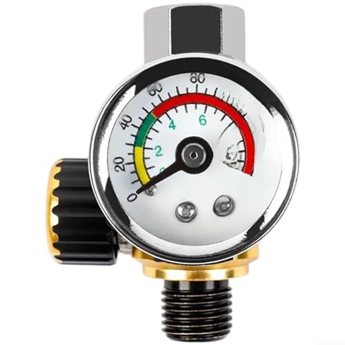 Régulateur de pression d'air G1 à 4 filetages, finition dorée avec bouton antidérapant et jauge à double échelle pour un contrôle pneumatique précis (A)