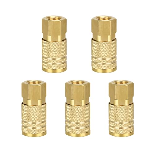 1/4 Inch NPT Air Coupler,Industrial Brass Air Hose Fittings,5PCS Quick Connector Air Fittings for Automotive and Home (Female Couplers)